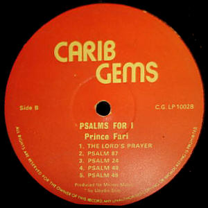 Carib Gems alternative B-side label