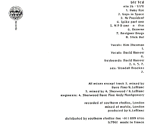 CD back cover