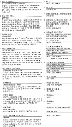 LP booklet contents page